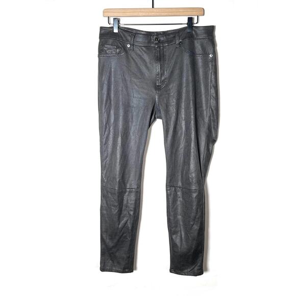 7 for all mankind dark gray faux leather reptile print skinny jeans size 32 B91 - Picture 1 of 4